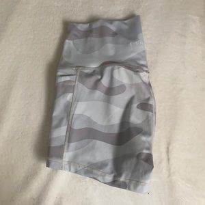 Ethos white camo spandex shorts